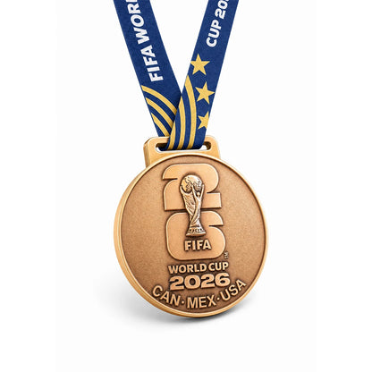 Collectible World Cup 2026 England bronze medal with blue and yellow ribbon