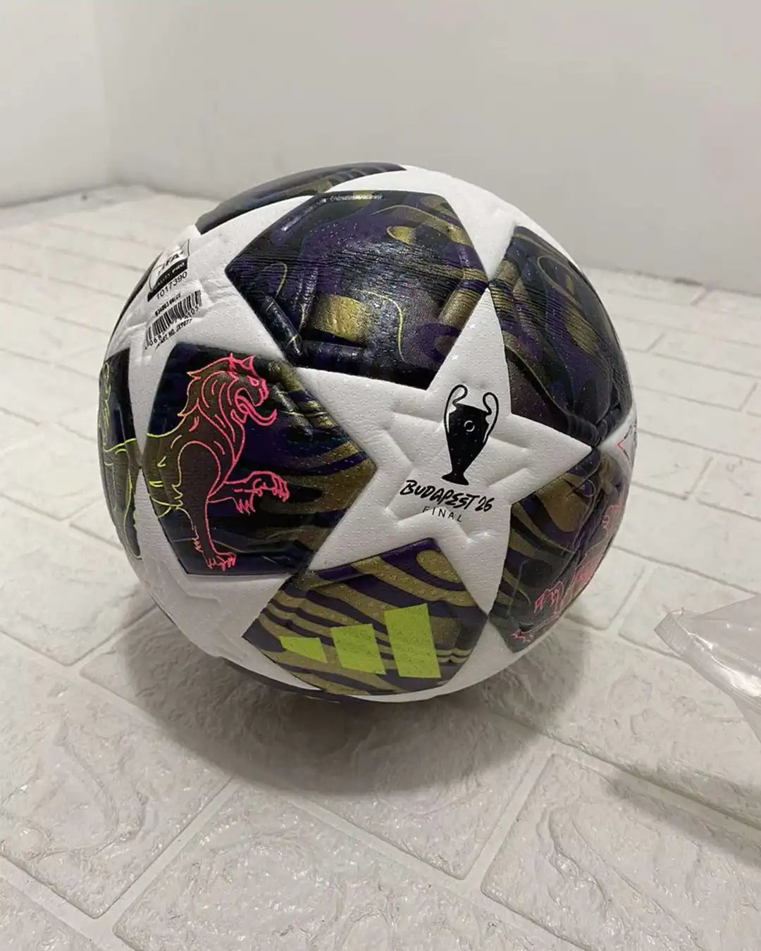 Champions League 2026 Budapest official match ball close-up view