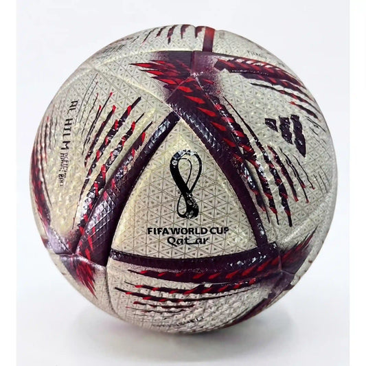 Al Hilm soccer ball on pitch during FIFA World Cup 2022 in Qatar