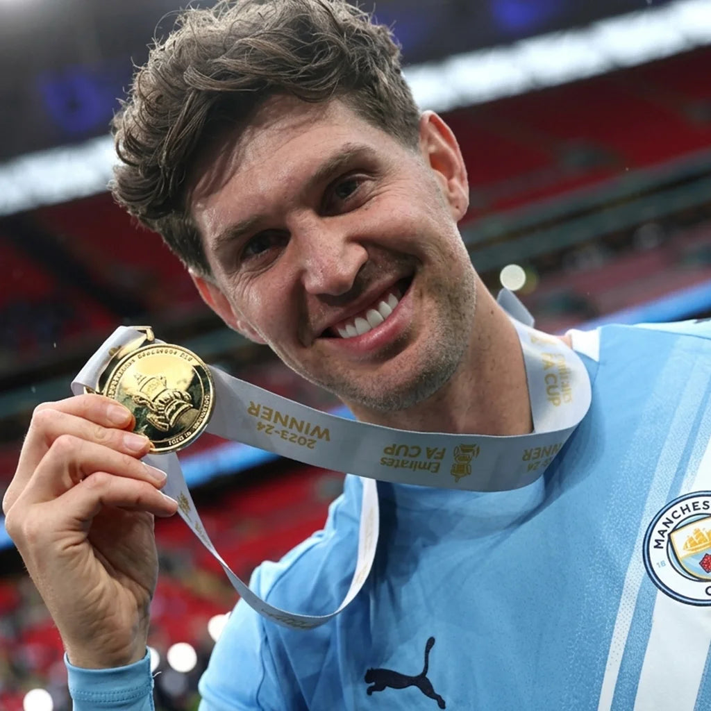 Football-themed medals shown for sale in an online marketplace