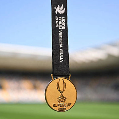 Official 2025 Super Cup winner medal with a detailed championship emblem and engraved design