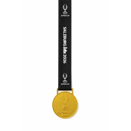 PSG Super Cup 2026 gold collector medal with black satin ribbon