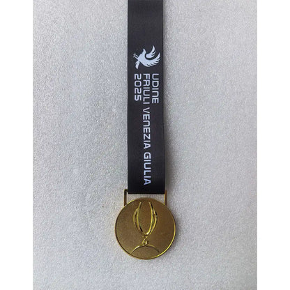 2025 Super Cup gold medal with an engraved design representing the prestigious football tournament
