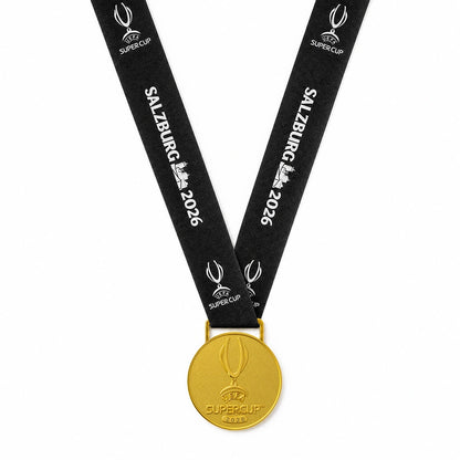 Médaille collector or Super Coupe 2026 PSG avec ruban satin noir