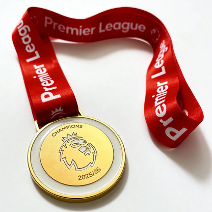 Official-style Arsenal fan medal celebrating Premier League victory 2025/26