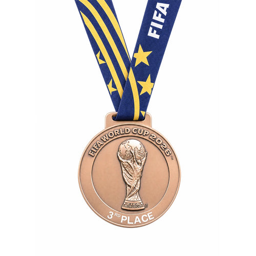 Official-style England World Cup 2026 bronze medal front view, first medal since 1966