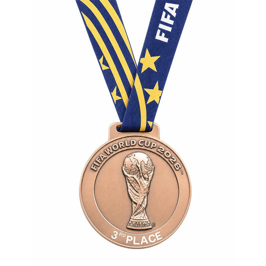 Official-style England World Cup 2026 bronze medal front view, first medal since 1966