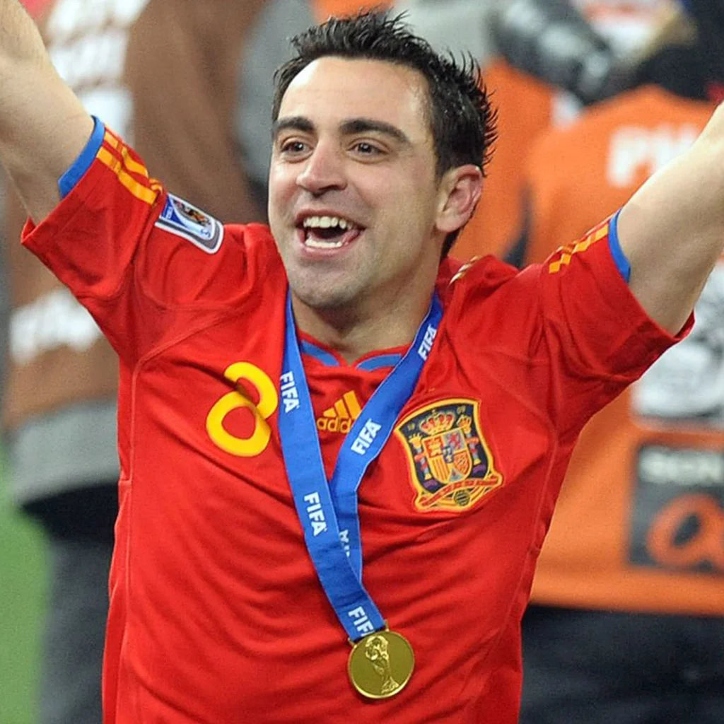 Close-up of a gold medal from the World Cup championship